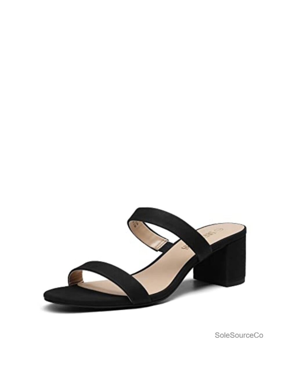 Women's Block Heel Sandals Faux Leather Slip On Comfortable Mules